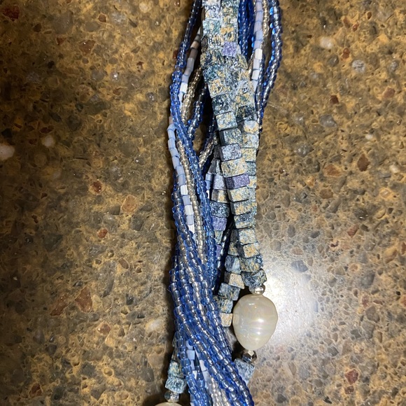 Chico statement strand Necklace Blue Beach Bead - Picture 3 of 6